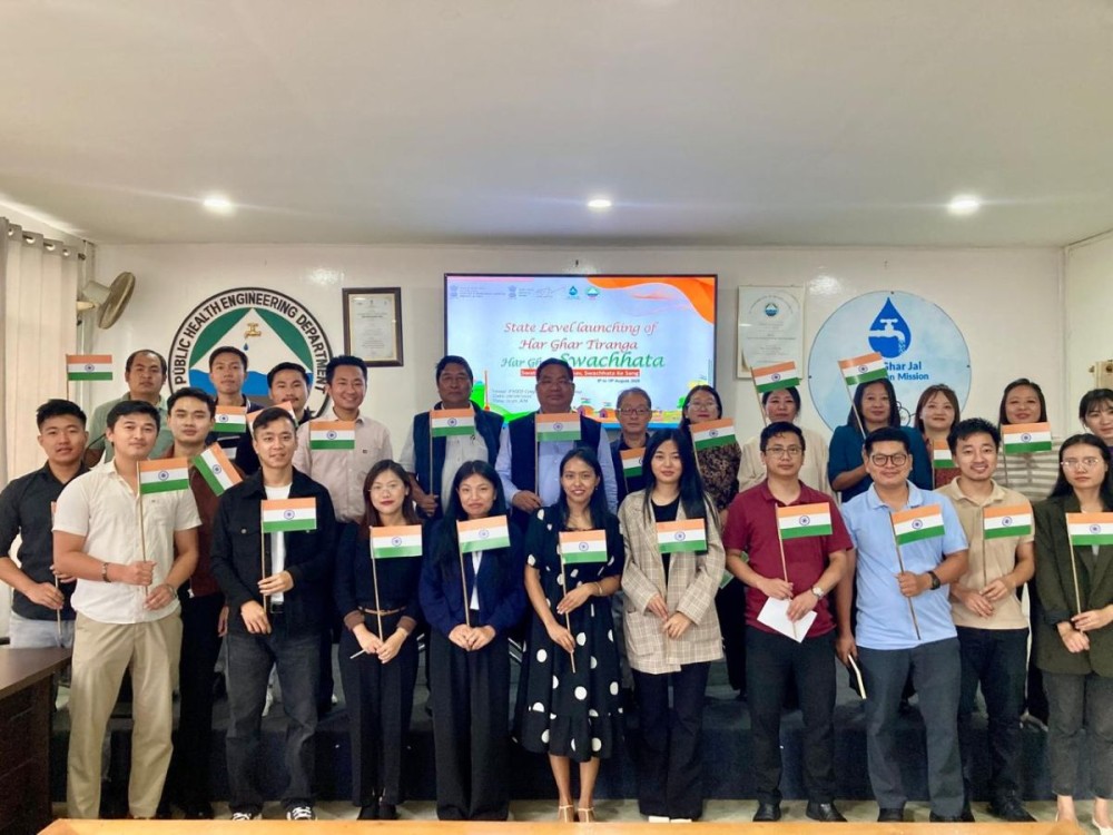 PHED Nagaland officials and others during the launch of “Har Ghar Tiranga, Har Ghar Swachhta” campaign at the PHED Directorate Kohima on August 8.